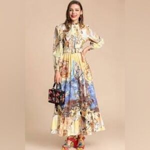 New KAIMILAN Multicolor Long Sleeve Maxi Dress